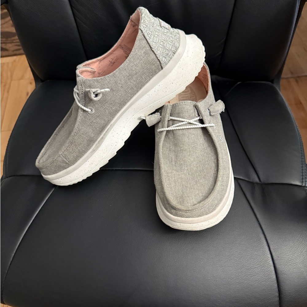 Hey Dude’s Platform Light Gray Loafers for Ladies